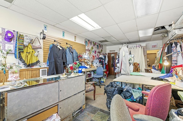 miscellaneous room featuring a drop ceiling