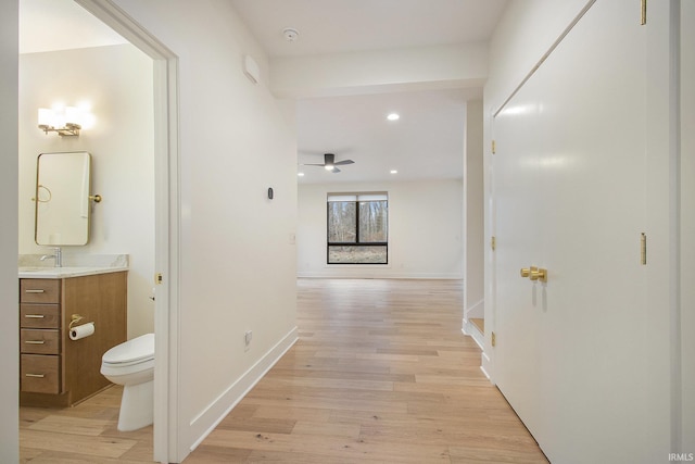 hall featuring light hardwood / wood-style floors