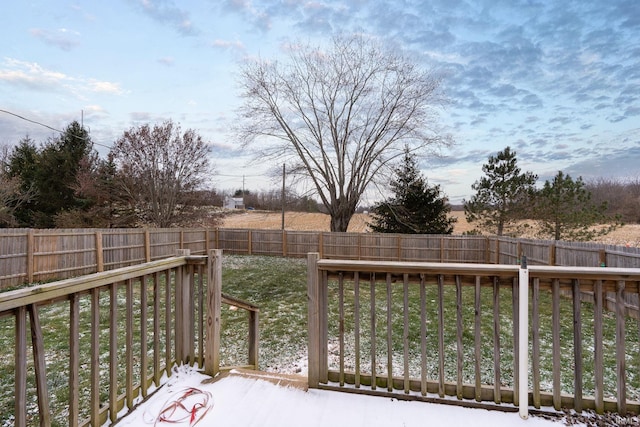 deck featuring a lawn