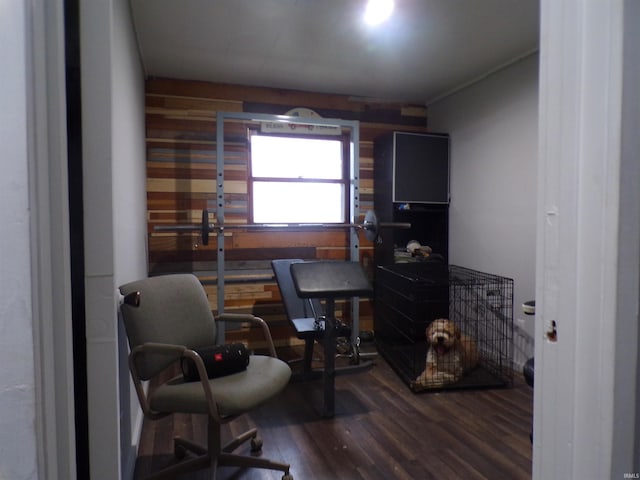 office area with dark hardwood / wood-style floors