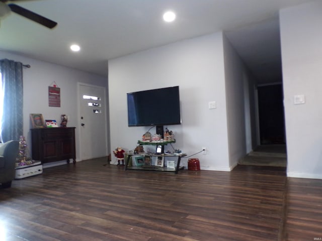 living room featuring dark hardwood / wood-style floors