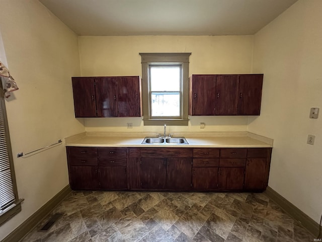 kitchen with dark brown cabinets and sink