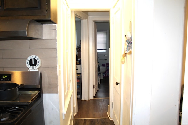 hallway featuring dark hardwood / wood-style floors