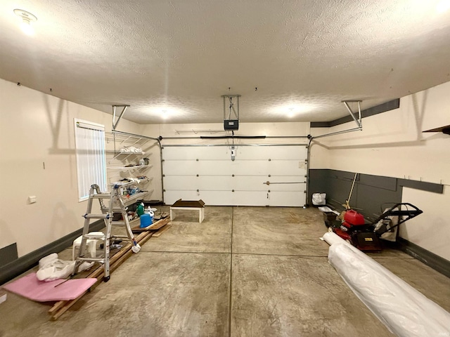 garage with a garage door opener