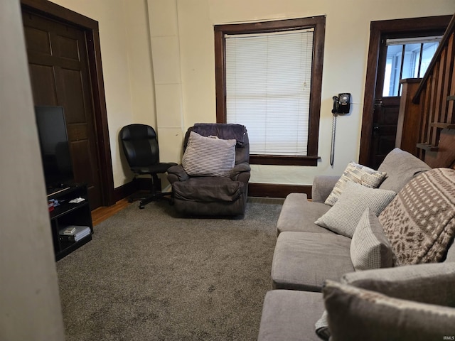 living room featuring carpet floors