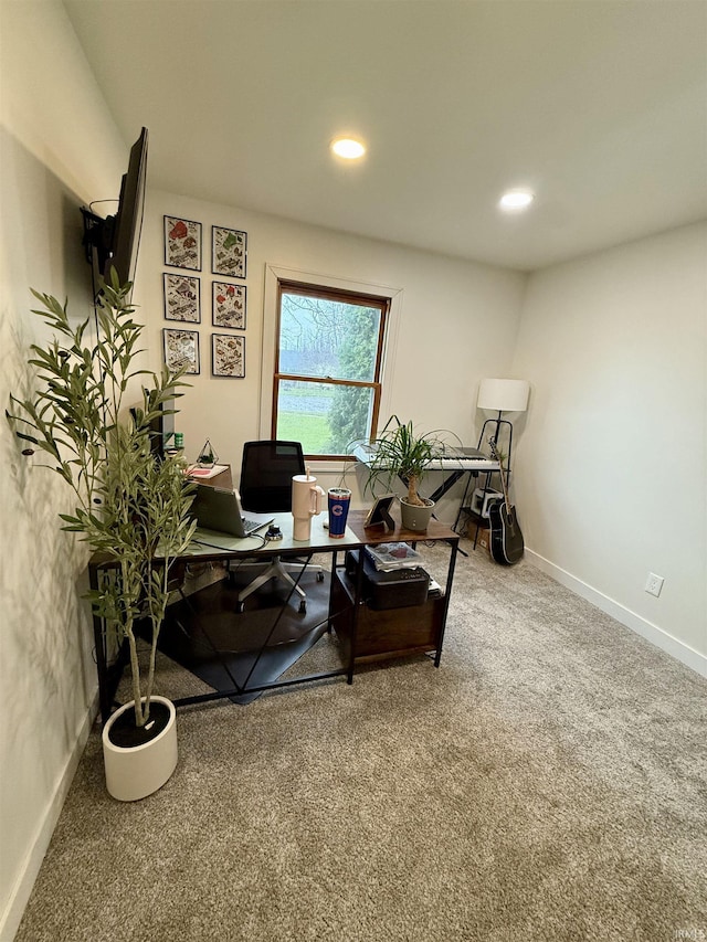 view of carpeted office space