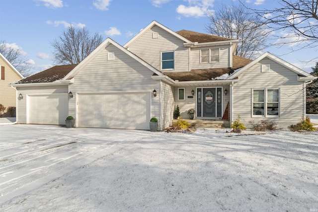 view of front property with a garage