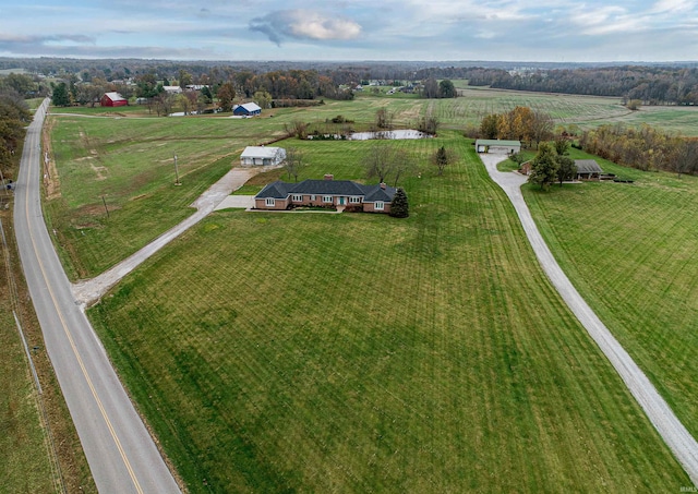 aerial view with a rural view