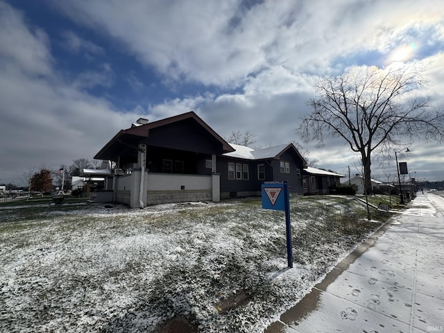 view of snow covered exterior