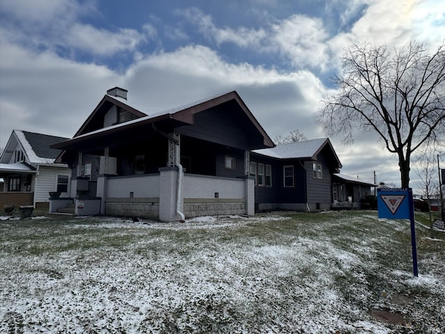 view of snow covered exterior