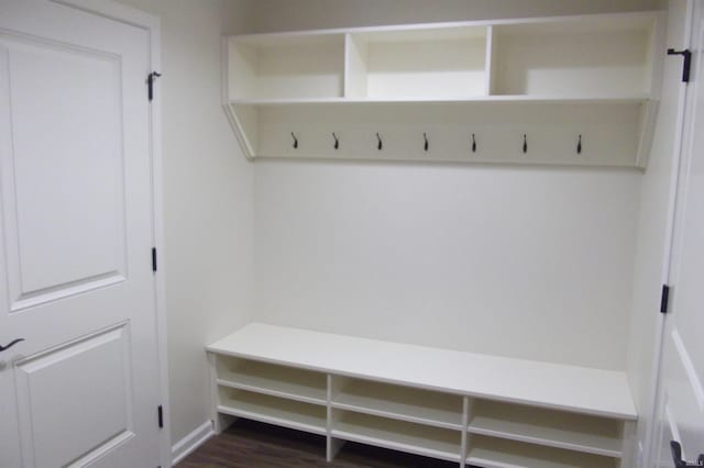 mudroom with dark wood-type flooring