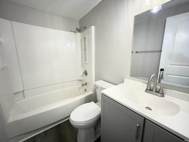 full bathroom featuring vanity, shower / bathing tub combination, and toilet