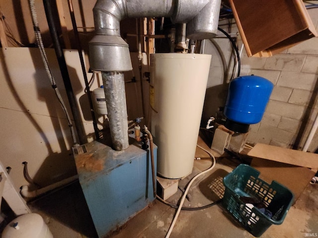 utility room with gas water heater