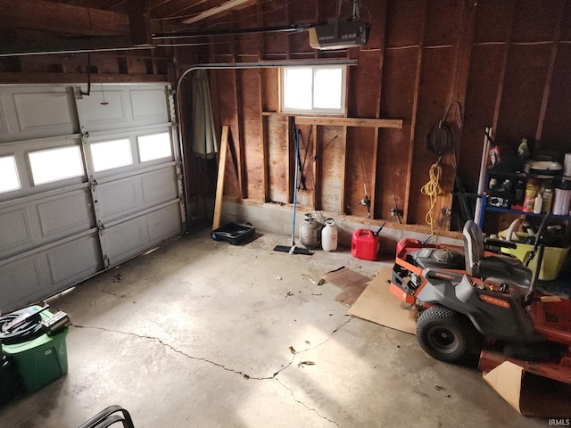 garage with a garage door opener