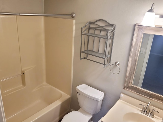 full bathroom featuring vanity, toilet, and bathing tub / shower combination