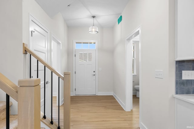 entryway with light wood-type flooring