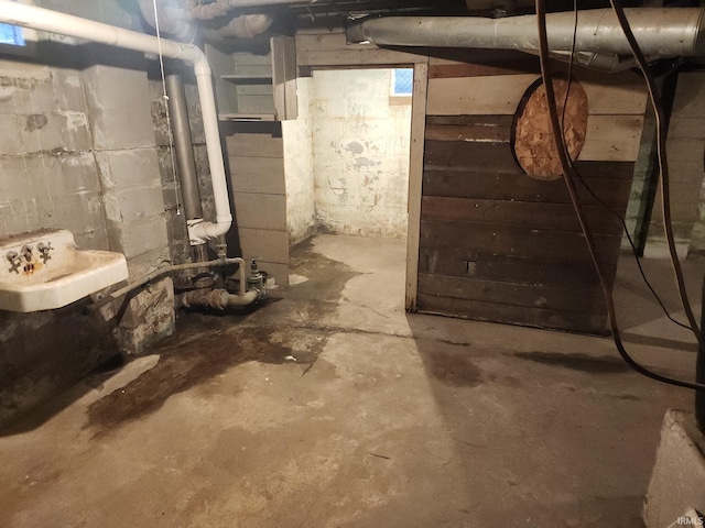 basement with sink