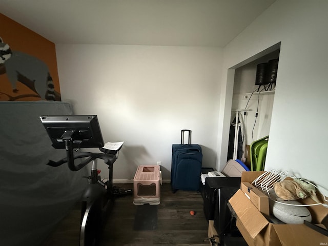 misc room with dark hardwood / wood-style floors