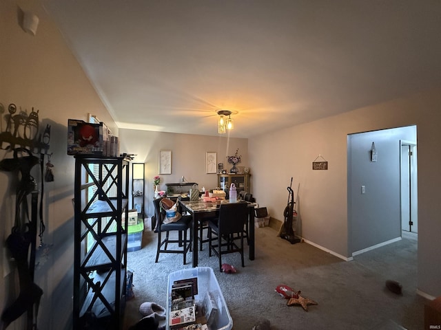 view of carpeted dining room