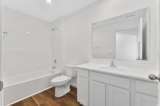 4528 Timber Creek Pkwy, New Haven, IN 46774 - full bathroom featuring vanity, hardwood / wood-style flooring, toilet, and shower / bathtub combination