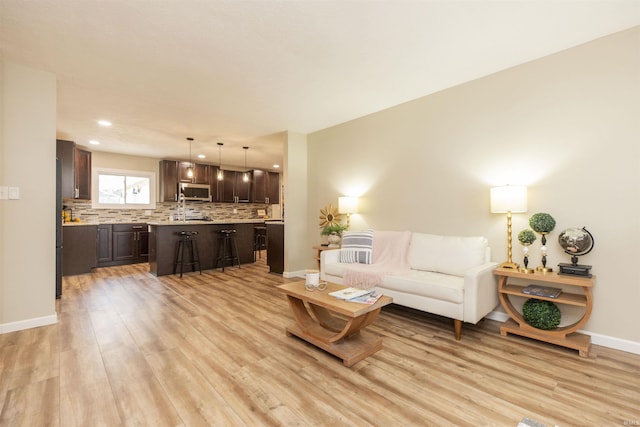 living room featuring light hardwood / wood-style floors