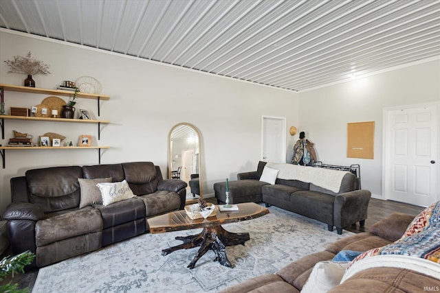 living room with wood-type flooring