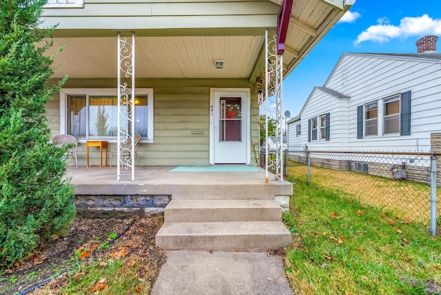 property entrance with a porch