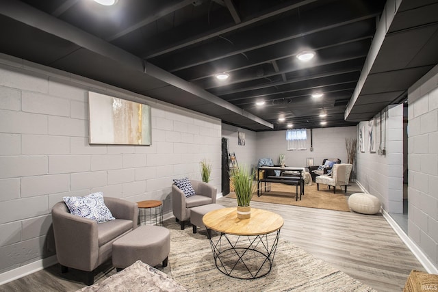 interior space with hardwood / wood-style flooring