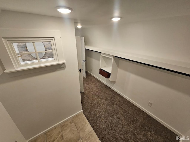 spacious closet with carpet