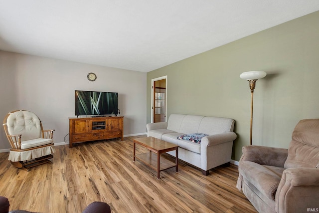 living room with hardwood / wood-style flooring