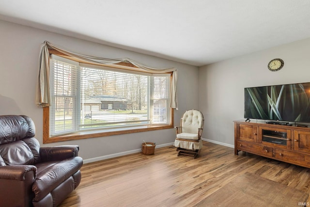 living area featuring light wood-type flooring