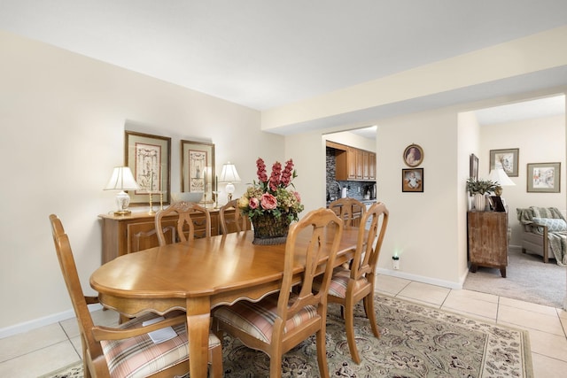 dining room with light tile patterned floors