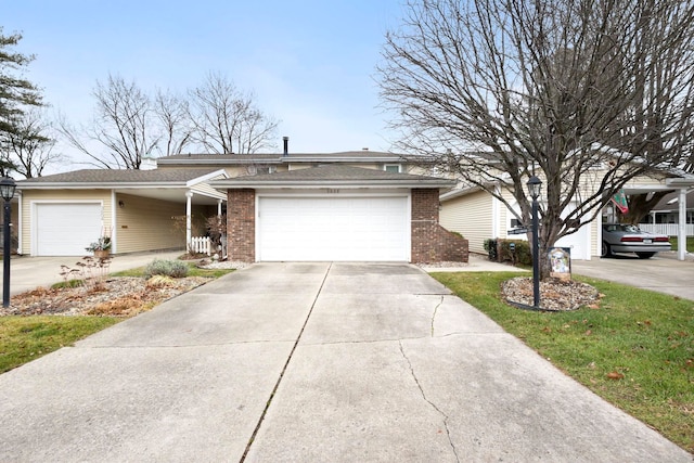 single story home with a garage