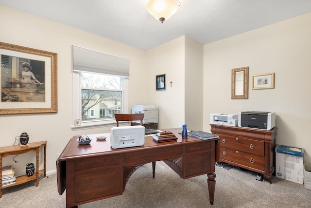 office with light colored carpet