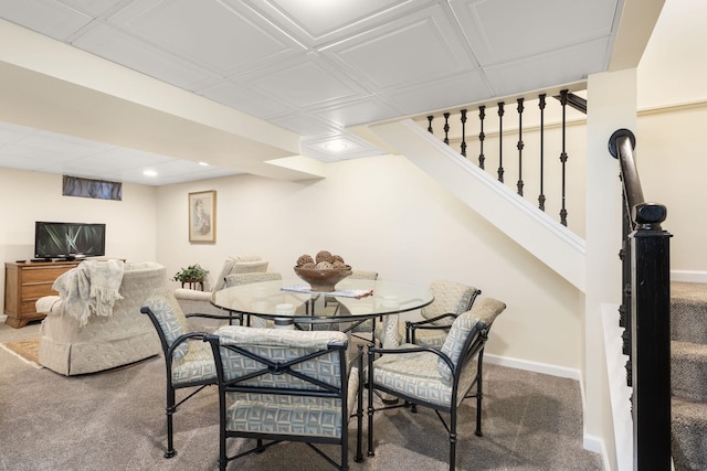 view of carpeted dining room