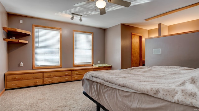7111 Upton Rd, Mount Vernon, IN 47620 - bedroom with ceiling fan, carpet floors, and rail lighting