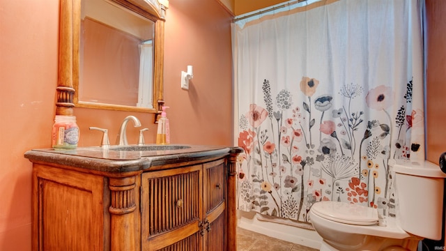 7111 Upton Rd, Mount Vernon, IN 47620 - bathroom with tile patterned floors, vanity, toilet, and walk in shower