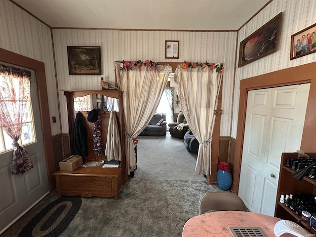 carpeted entryway with a healthy amount of sunlight