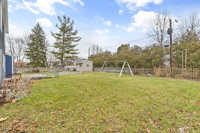 view of yard with a playground