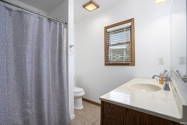 bathroom featuring tile patterned flooring, vanity, and toilet