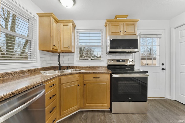 kitchen with sink, stainless steel appliances, and plenty of natural light