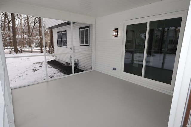 view of snow covered patio