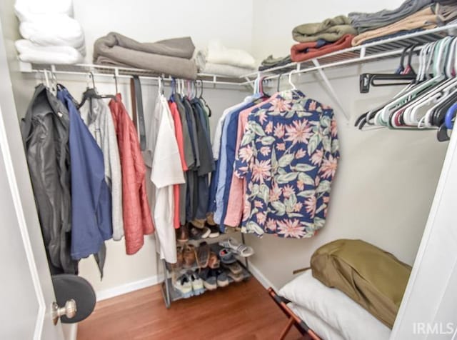 spacious closet featuring hardwood / wood-style flooring