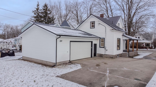 exterior space featuring a garage