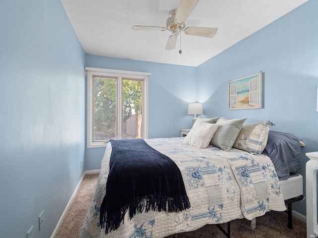 bedroom with carpet flooring and ceiling fan