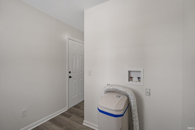 laundry area with dark hardwood / wood-style flooring, washer hookup, and hookup for an electric dryer