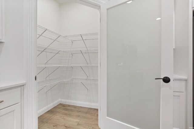 spacious closet featuring light hardwood / wood-style floors