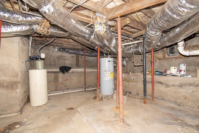 basement with water heater