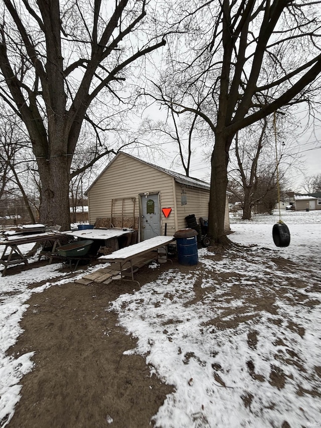 view of yard covered in snow