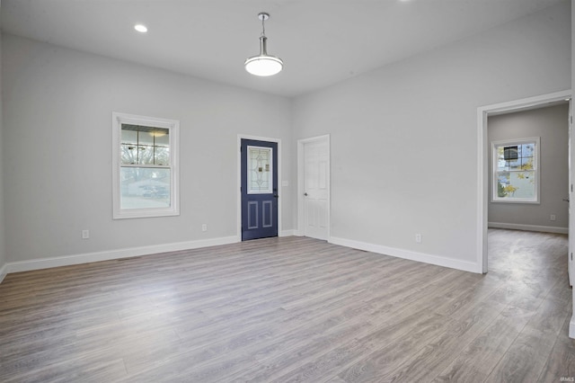 empty room featuring light wood-type flooring